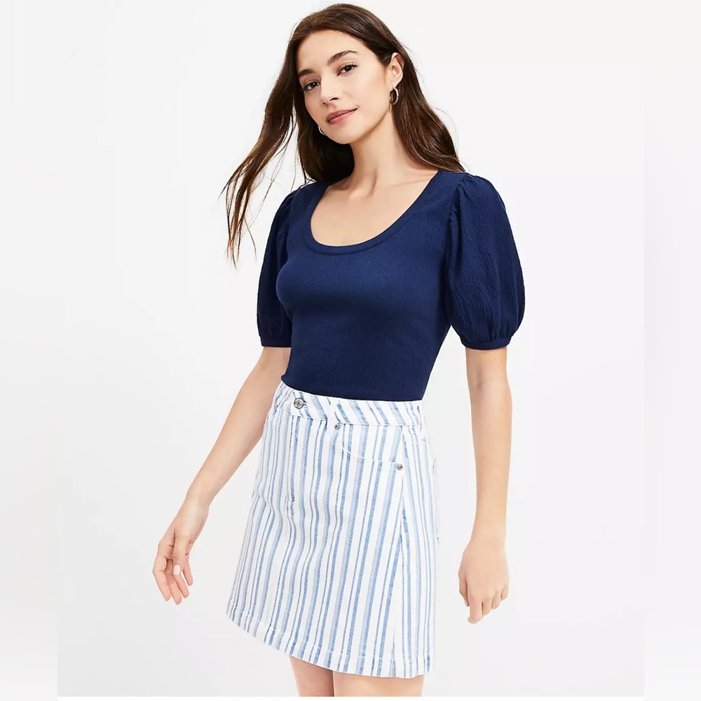 Loft size 6 Striped Denim Skirt